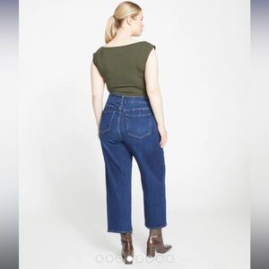 Universal Standard Jeans Donna High Rise Curve Straight Crop 90s Sz 18 Dark Wash